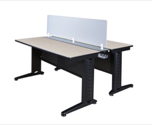 Fusion 72" x 24" Benching System with Privacy Panel - Maple