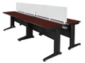 Fusion 48" x 24" Double Benching Sysem with Privacy Panel - Mahogany