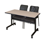 48" x 24" Flip Top Mobile Training Table with Modesty Panel and 2 Mario Stack Chairs