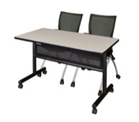 48" x 24" Flip Top Mobile Training Table with Modesty Panel - Maple and 2 Apprentice Nesting Chairs