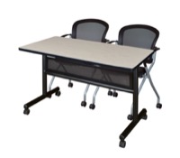 48" x 24" Flip Top Mobile Training Table with Modesty Panel - Maple and 2 Cadence Nesting Chairs