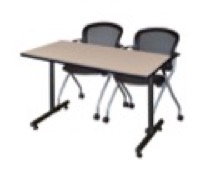 48" x 24" Kobe Training Table - Beige and 2 Cadence Nesting Chairs