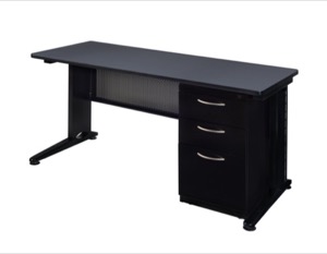 Fusion 60" x 24" Single Pedestal Desk - Grey