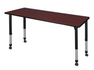 Kee 72" x 30" Height Adjustable Mobile Classroom Table  - Mahogany