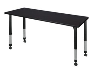 Kee 72" x 30" Height Adjustable Mobile Classroom Table  - Mocha Walnut