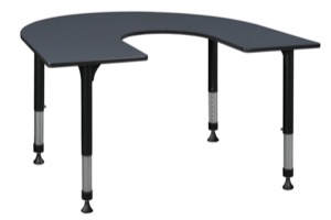 66" x 60" Horseshoe Shaped Height Adjustable Classroom Table - Grey