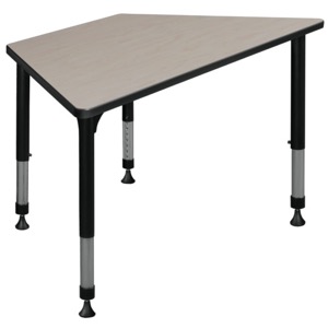 48" x 24" Trapezoid Height Adjustable Classroom Table - Maple
