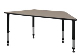 60" x 30" Trapezoid Height Adjustable Classroom Table - Beige