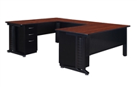 Regency Fusion Executive Office - U-Shape 72" Desk, Double File Cabinets, 42" Bridge