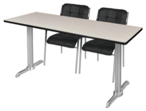 Via 66" x 24" Training Table - Maple/Chrome & 2 Uptown Side Chairs - Black