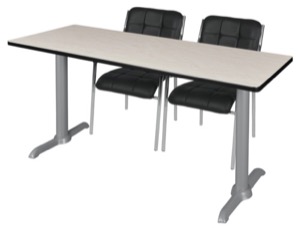 Via 66" x 24" Training Table - Maple/Grey & 2 Uptown Side Chairs - Black