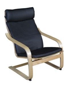 Niche Mia Bentwood Reclining Chair - Natural/ Black Leather