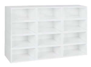Niche Cubo Storage Set - 12 Half Size Cubes - White Wood Grain