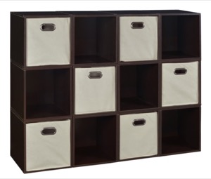 Niche Cubo Storage Set  - 12 Cubes and 6 Canvas Bins - Truffle/Natural