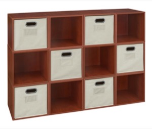 Niche Cubo Storage Set  - 12 Cubes and 6 Canvas Bins - Cherry/Natural