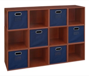 Niche Cubo Storage Set  - 12 Cubes and 6 Canvas Bins - Cherry/Blue