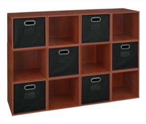 Niche Cubo Storage Set  - 12 Cubes and 6 Canvas Bins - Cherry/Black