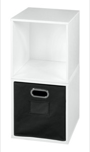 Niche Cubo Storage Set  - 2 Cubes and 1 Canvas Bin - White Wood Grain/Black