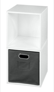 Niche Cubo Storage Set  - 2 Cubes and 1 Canvas Bin - White Wood Grain/Grey
