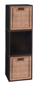 Niche Cubo Storage Set  - 3 Cubes and 2 Wicker Baskets - Truffle/Natural