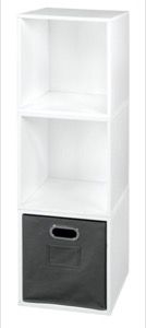 Niche Cubo Storage Set  - 3 Cubes and 1 Canvas Bin - White Wood Grain/Grey