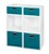 Niche Cubo Storage Set - 4 Full Cubes/2 Half Cubes with Foldable Storage Bins - White Wood Grain/Teal