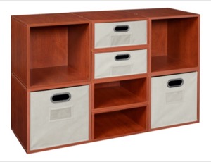 Niche Cubo Storage Set - 4 Full Cubes/4 Half Cubes with Foldable Storage Bins - Cherry/Natural
