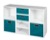 Niche Cubo Storage Set - 4 Full Cubes/4 Half Cubes with Foldable Storage Bins - White Wood Grain/Teal