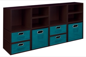 Niche Cubo Storage Set - 4 Full Cubes/8 Half Cubes with Foldable Storage Bins - Truffle/Teal