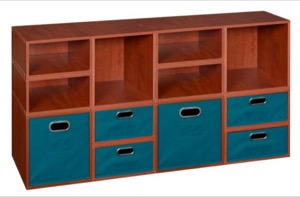 Niche Cubo Storage Set - 4 Full Cubes/8 Half Cubes with Foldable Storage Bins - Cherry/Teal
