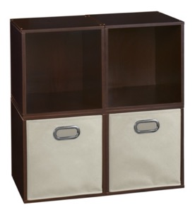 Niche Cubo Storage Set  - 4 Cubes and 2 Canvas Bins - Truffle/Natural