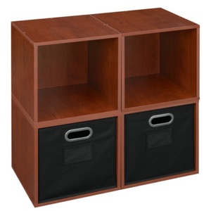 Niche Cubo Storage Set  - 4 Cubes and 2 Canvas Bins - Warm Cherry/Black