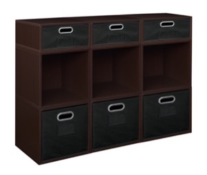 Niche Cubo Storage Set - 6 Full Cubes/3 Half Cubes with Foldable Storage Bins - Truffle/Black
