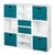 Niche Cubo Storage Set - 6 Full Cubes/6 Half Cubes with Foldable Storage Bins - White Wood Grain/Teal