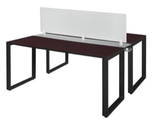 Structure 60" x 24" Benching System with Privacy Divider  - Mahogany/ Black