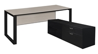 Structure Desk - L-Shape, 66" with Metal Low Credenza