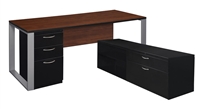 Structure Desk - L-Shape, 72" with Metal Low Credenza & Full Pedestal
