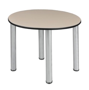 Kee 30" Round Slim Table  - Beige/ Chrome