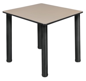 Kee 30" Square Slim Table  - Beige/ Black