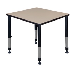 Kee 30" Square Height Adjustable Classroom Table  - Beige