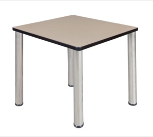 Kee 30" Square Breakroom Table - Beige/ Chrome