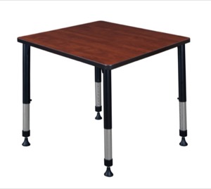 Kee 30" Square Height Adjustable Classroom Table  - Cherry