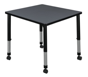 Kee 30" Square Height Adjustable Mobile Classroom Table  - Grey