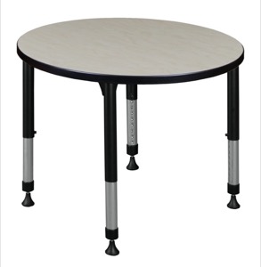 Kee 30" Round Height Adjustable Classroom Table  - Maple