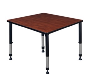 Kee 36" Square Height Adjustable Classroom Table  - Cherry