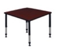 Kee 36" Square Height Adjustable Classroom Table  - Mahogany