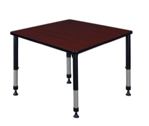 Kee 36" Square Height Adjustable Classroom Table  - Mahogany