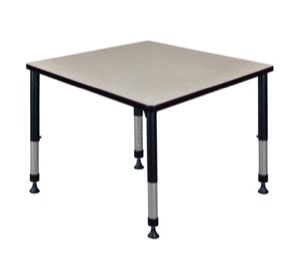 Kee 36" Square Height Adjustable Classroom Table  - Maple
