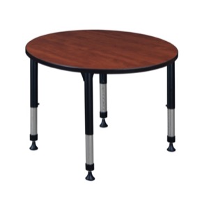 Kee 36" Round Height Adjustable Classroom Table  - Cherry