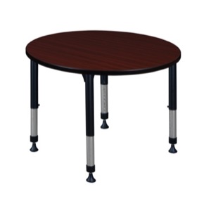 Kee 36" Round Height Adjustable Classroom Table  - Mahogany